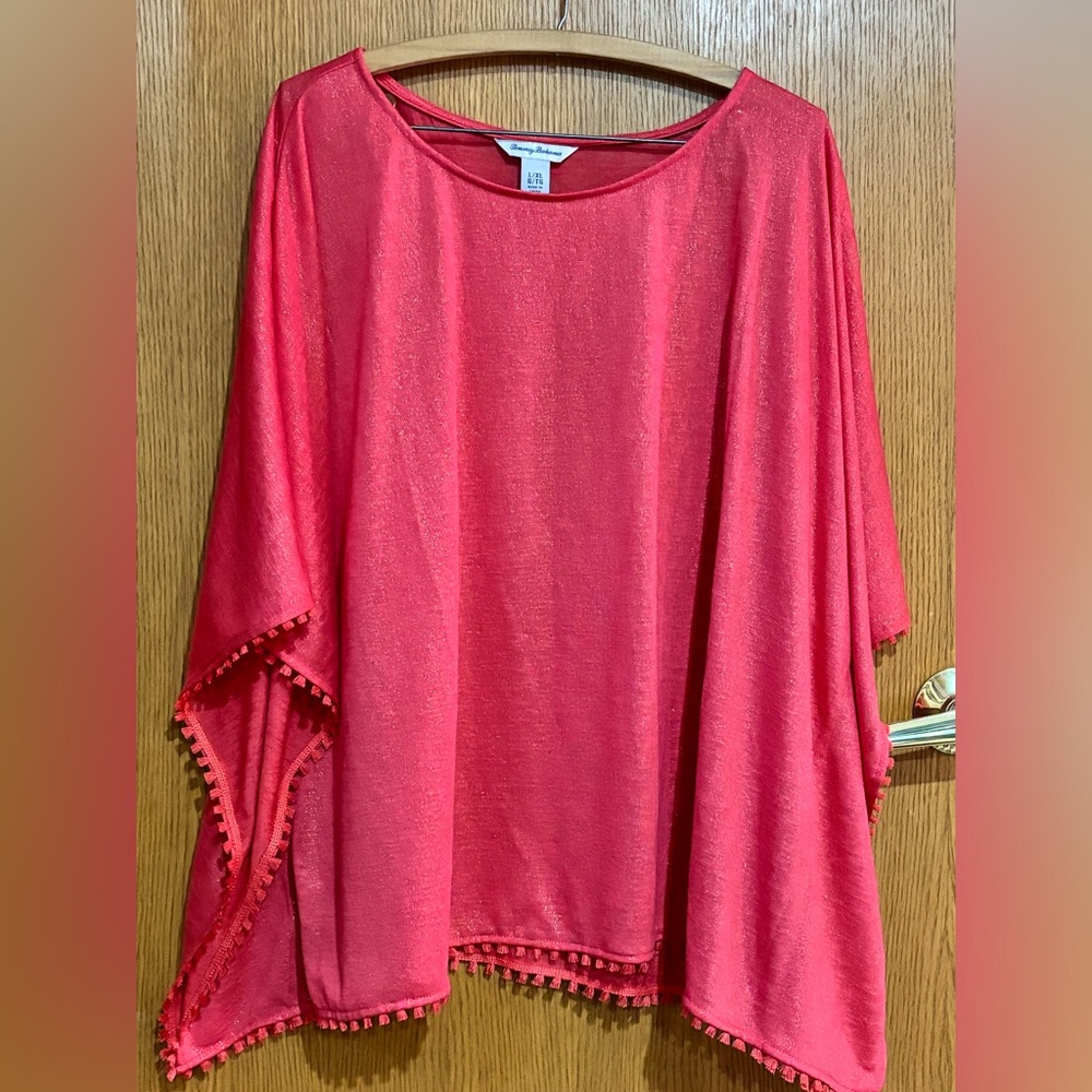 Tommy Bahama Women’s Dolman Sleeve Coral & Gold Shimmer Top